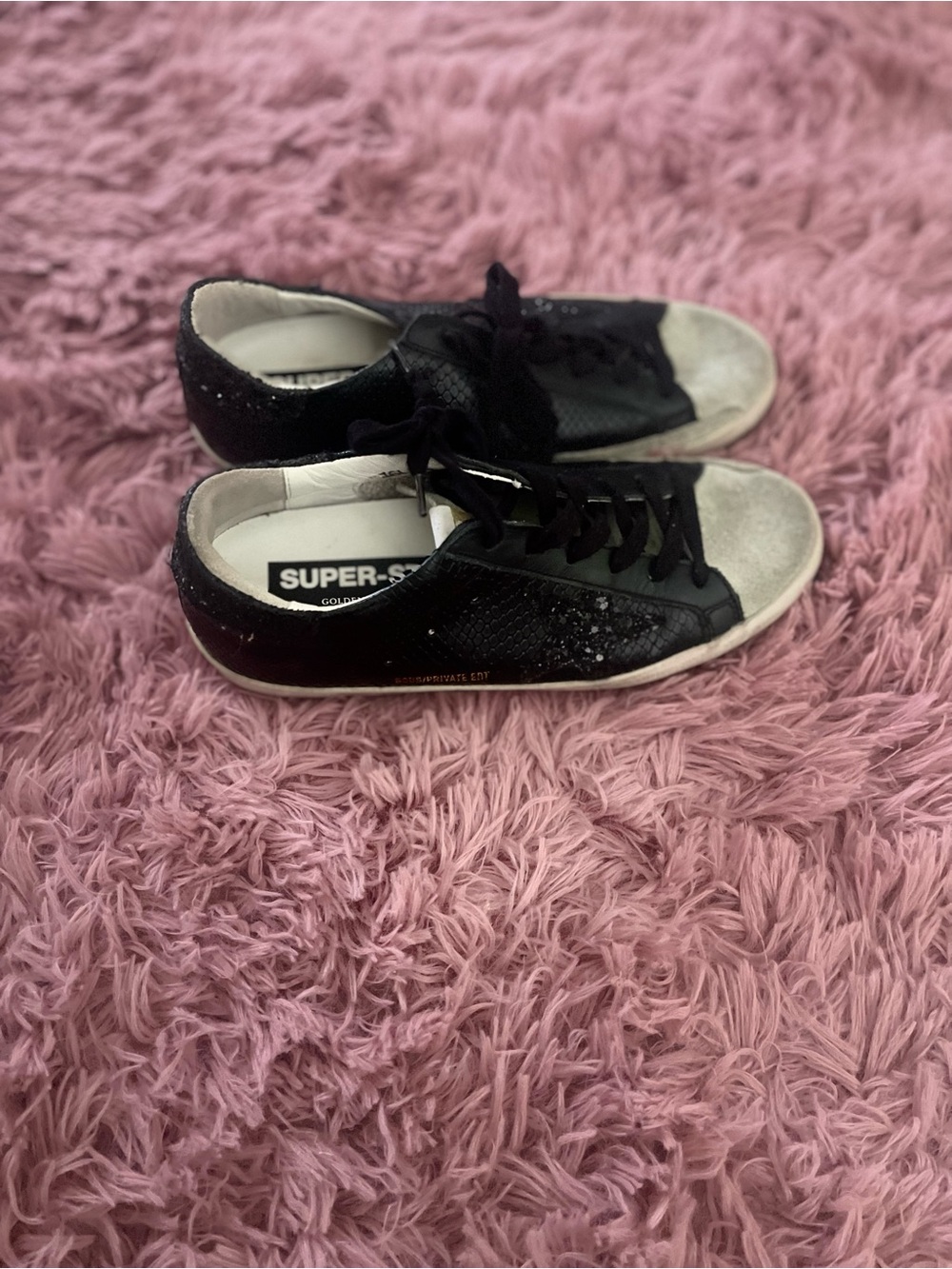 Golden Goose Kids Black & White Glitter Super-Star Sneakers